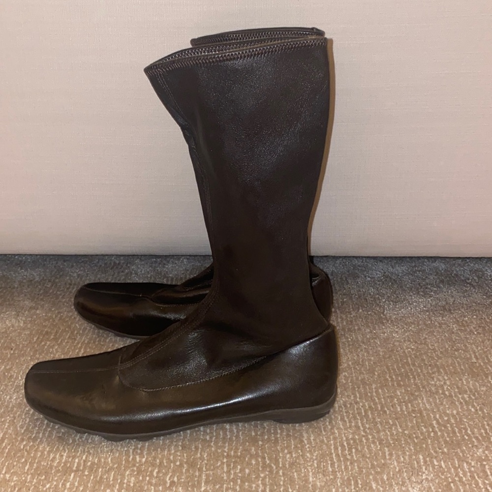Prada brown leather sock boot